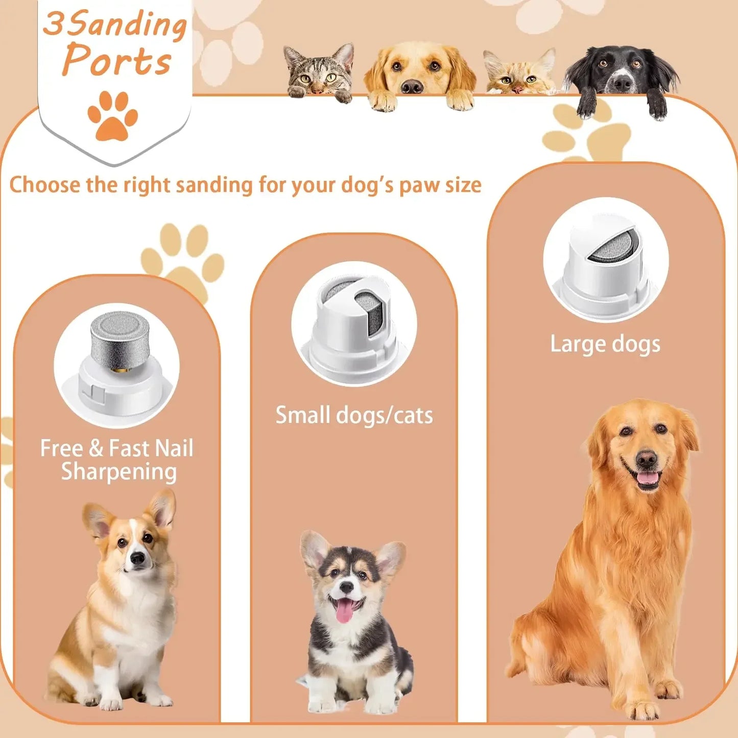 New Pet Nail Clipper with LED Light, Nail Grinder Prevent Injury Low Noise USB Rechargeable, Electric Nail Clipper with Display