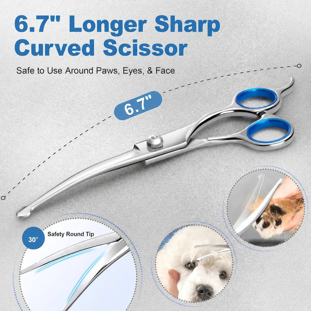 6 in 1 Dog Grooming Scissors Set | Professional Pet Shears with Safety round Tips | Stainless Steel Thinning Scissors for Dogs & Cats | Pet Cat Shears for Grooming Kit