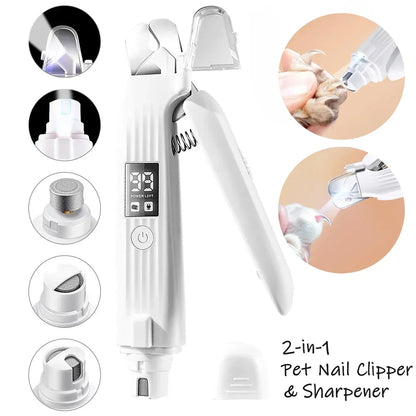 New Pet Nail Clipper with LED Light, Nail Grinder Prevent Injury Low Noise USB Rechargeable, Electric Nail Clipper with Display