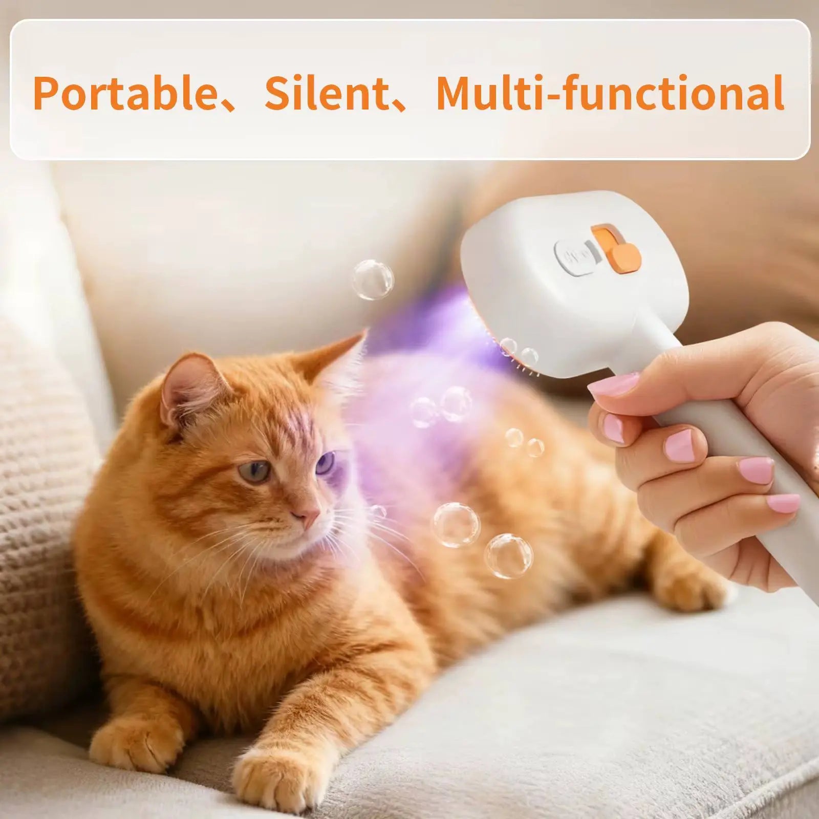 3-in-1 Steam Pet Grooming Brush: Self-Cleaning Spray Comb and De-Shedding Tool for Cats and Dogs