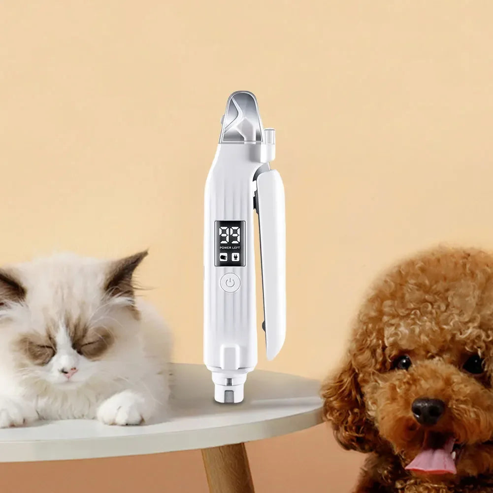 New Pet Nail Clipper with LED Light, Nail Grinder Prevent Injury Low Noise USB Rechargeable, Electric Nail Clipper with Display