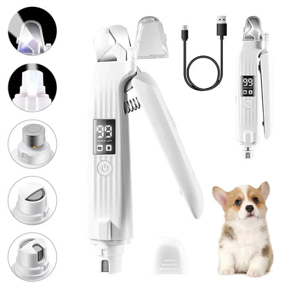New Pet Nail Clipper with LED Light, Nail Grinder Prevent Injury Low Noise USB Rechargeable, Electric Nail Clipper with Display