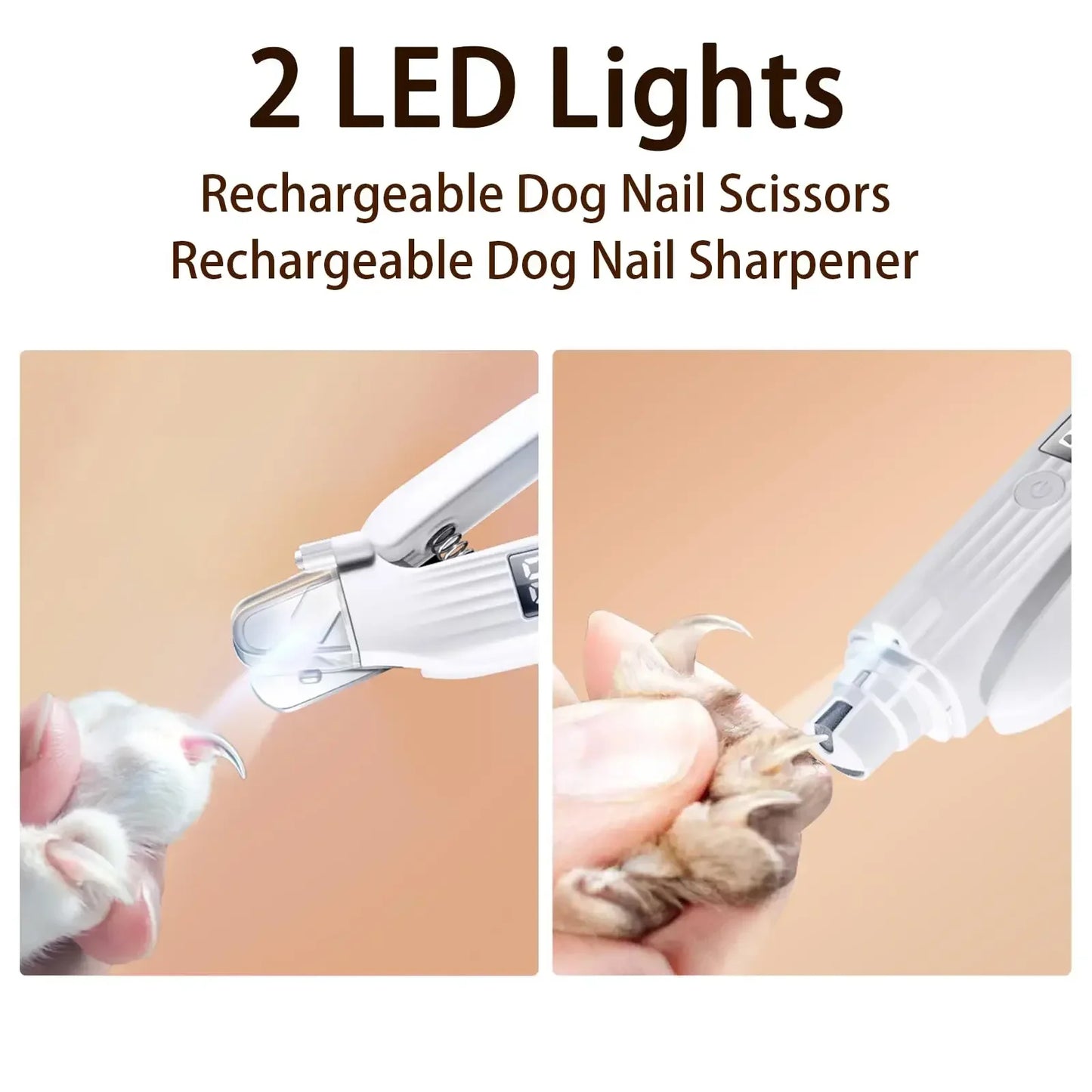 New Pet Nail Clipper with LED Light, Nail Grinder Prevent Injury Low Noise USB Rechargeable, Electric Nail Clipper with Display