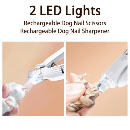 New Pet Nail Clipper with LED Light, Nail Grinder Prevent Injury Low Noise USB Rechargeable, Electric Nail Clipper with Display